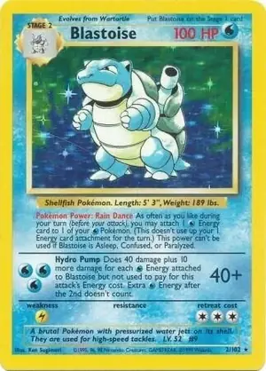 Blastoise Pokémonkort ur en gammal Pokémonsamling