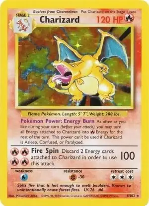Charizard Pokémonkort från Base Set som vi köper när du vill sälja Pokémonkort