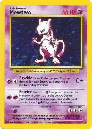 Mewtwo Pokémonkort från 90-talet redo att värderas