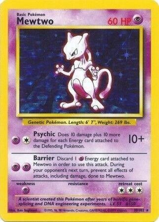 Holografiskt Mewtwo från Base Set